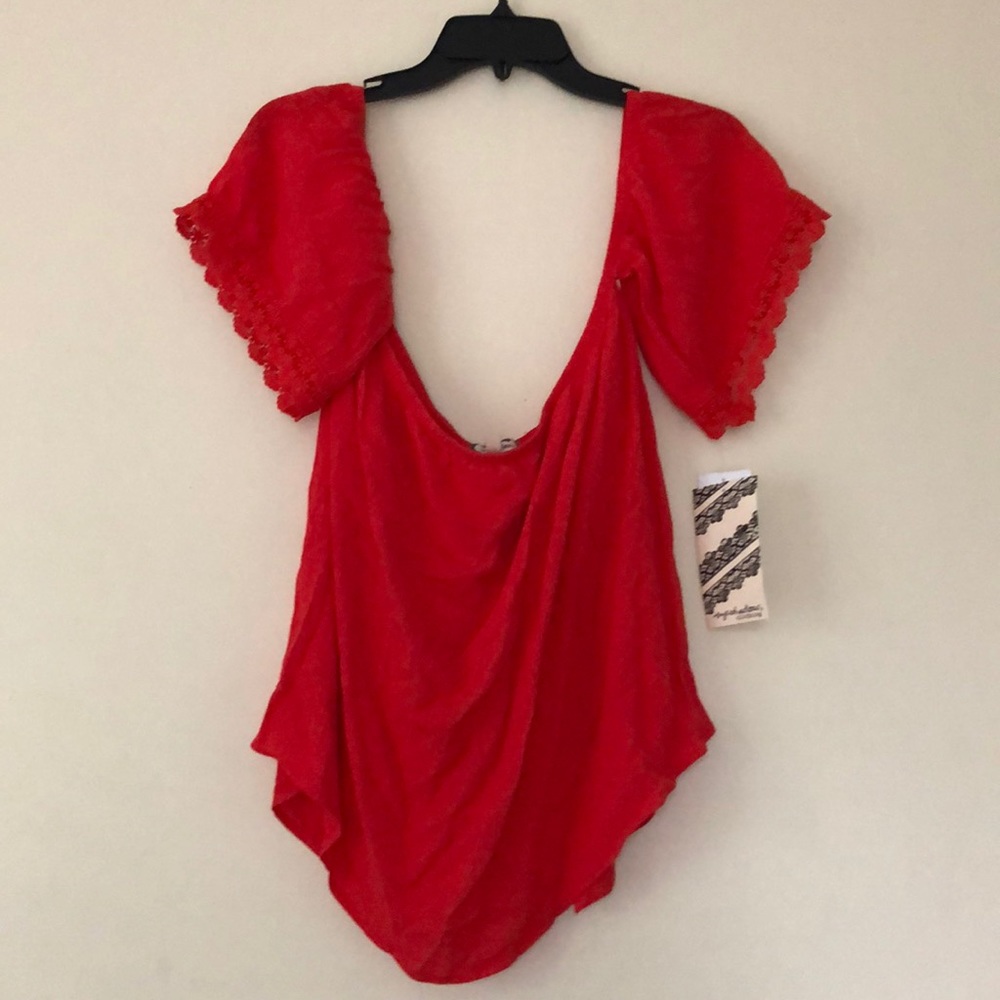 Red Boho Gypsie Off the Shoulder Top